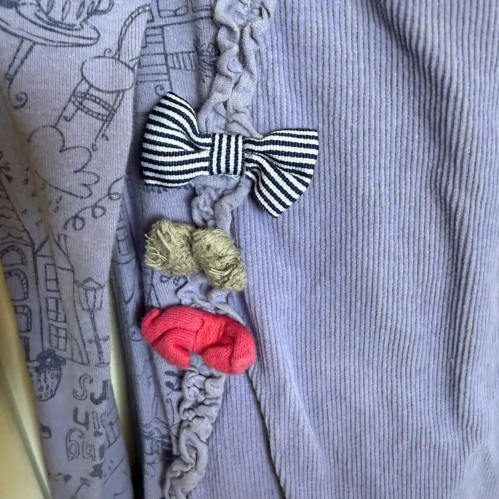 5/$65 naartjie Girls Dress Sz XXL 8 Lavender‎ Corduroy Drawing Raindrops Knit